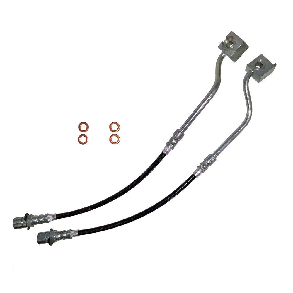 J&M Products 1987-1993 Ford Mustang Fox Body Front Stainless Steel Brake Hose Kit (Part #22515F)