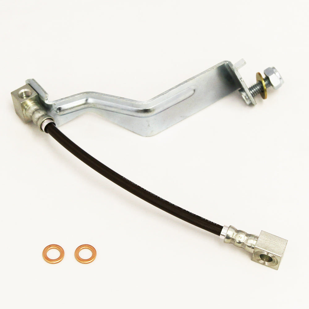 J&M Products 1987-1998 Ford Mustang Rear Center Stainless Steel Brake Hose (Part #22515R)