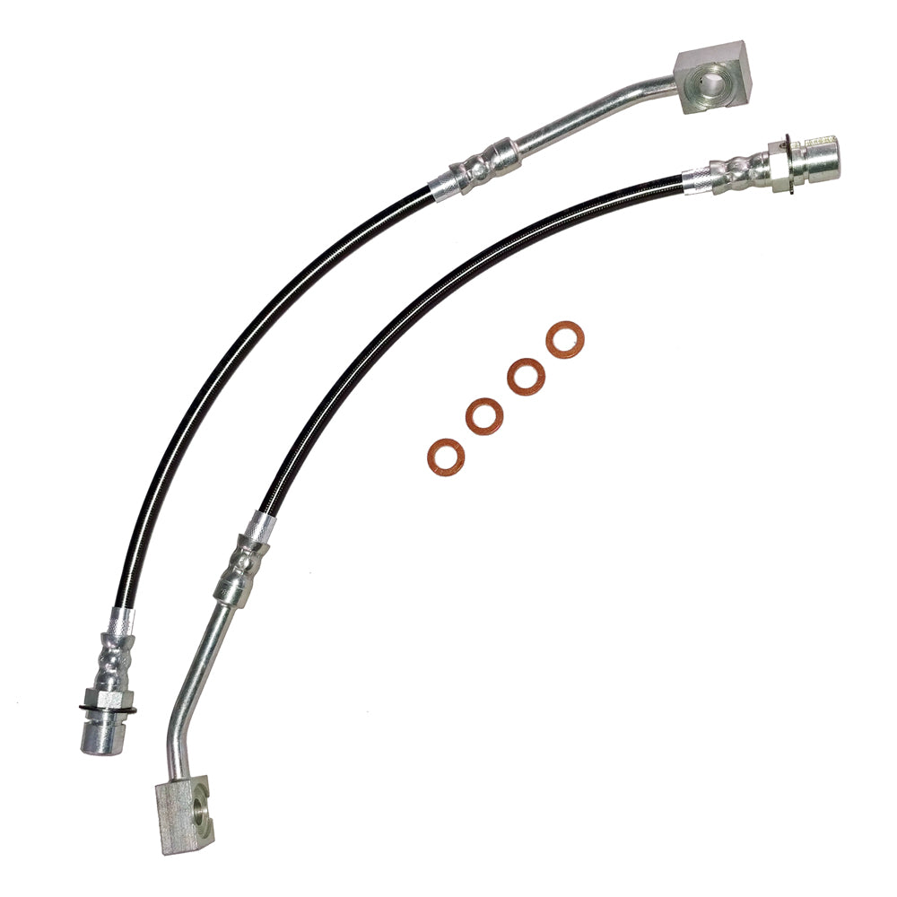J&M Products 1994-1998 Ford Mustang SN95 Front Stainless Steel Brake Hose Kit (Part #22516)