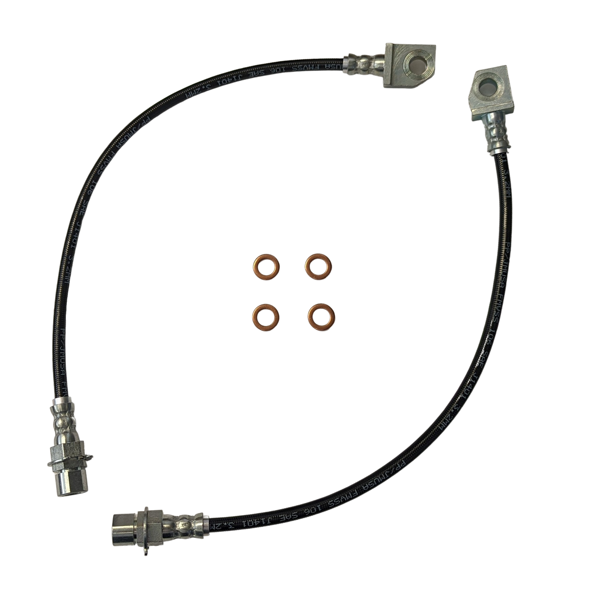 J&M Products 1979-1993 Mustang Fox Body Brake Conversion Hose Kit for 1994-1998 Cobra Calipers (Part #22518FOX)