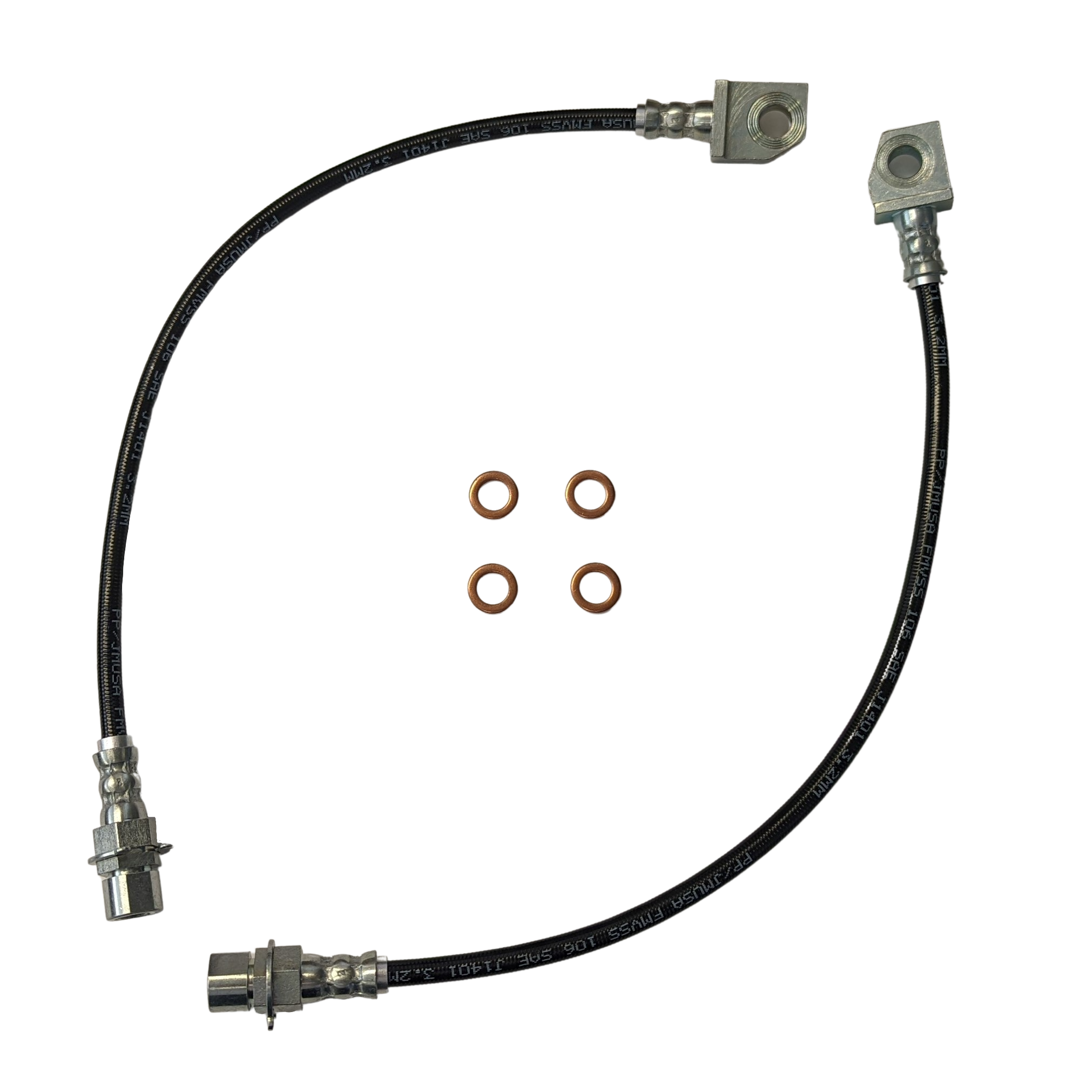 J&M Products 1979-1993 Mustang Fox Body Brake Conversion Hose Kit for 1994-1998 Cobra Calipers (Part #22518FOX)
