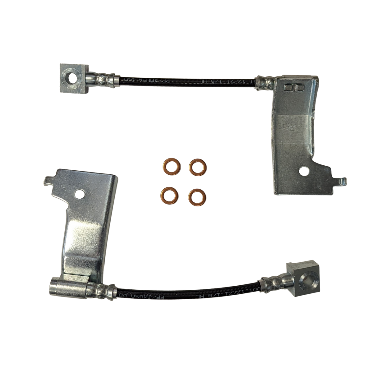 J&M 1984-1986 Ford Mustang SVO Rear Stainless Steel Brake Hose Kit (Fits Lincoln Continental/Mark VII) (Part #22524)