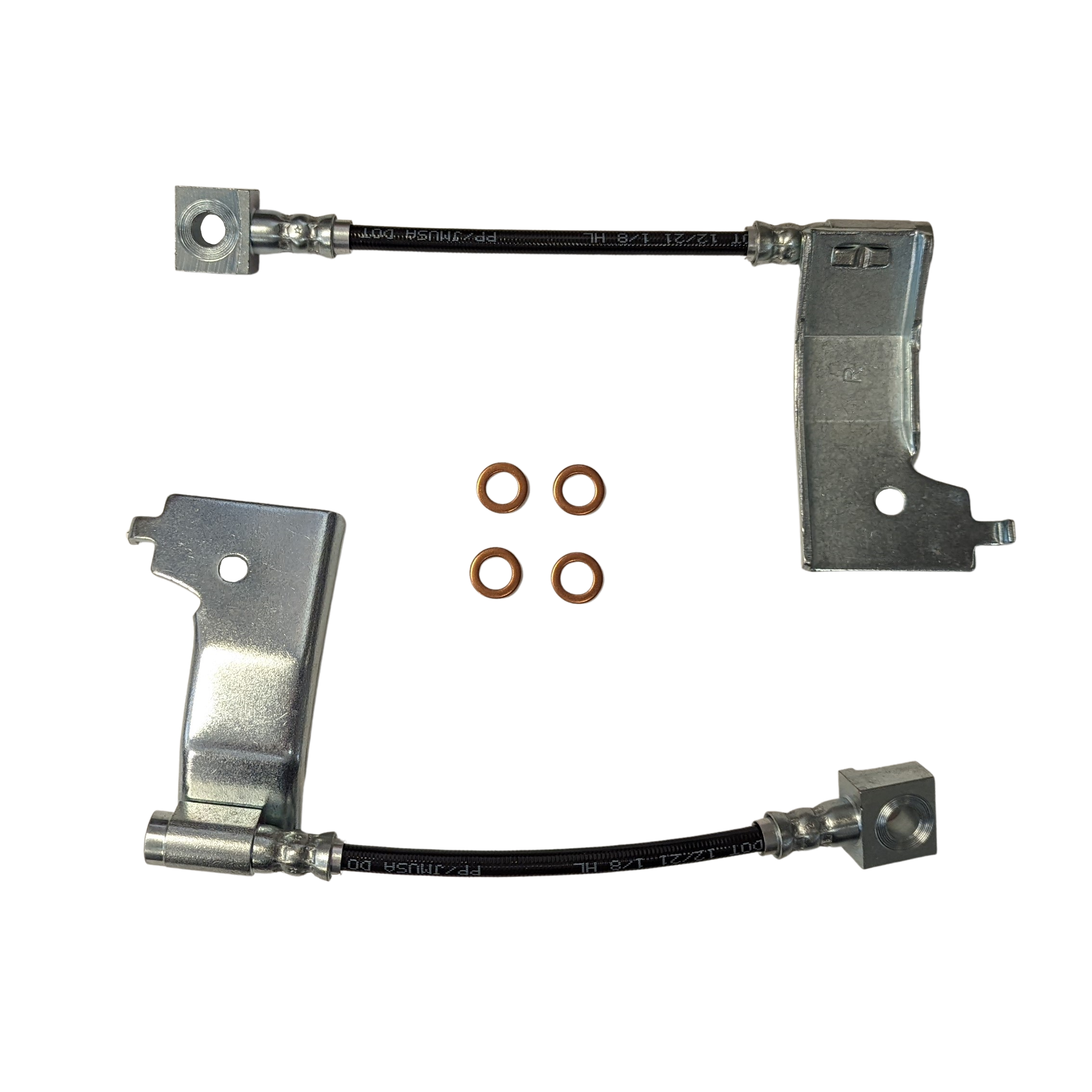 J&M 1984-1986 Ford Mustang SVO Rear Stainless Steel Brake Hose Kit (Fits Lincoln Continental/Mark VII) (Part #22524)