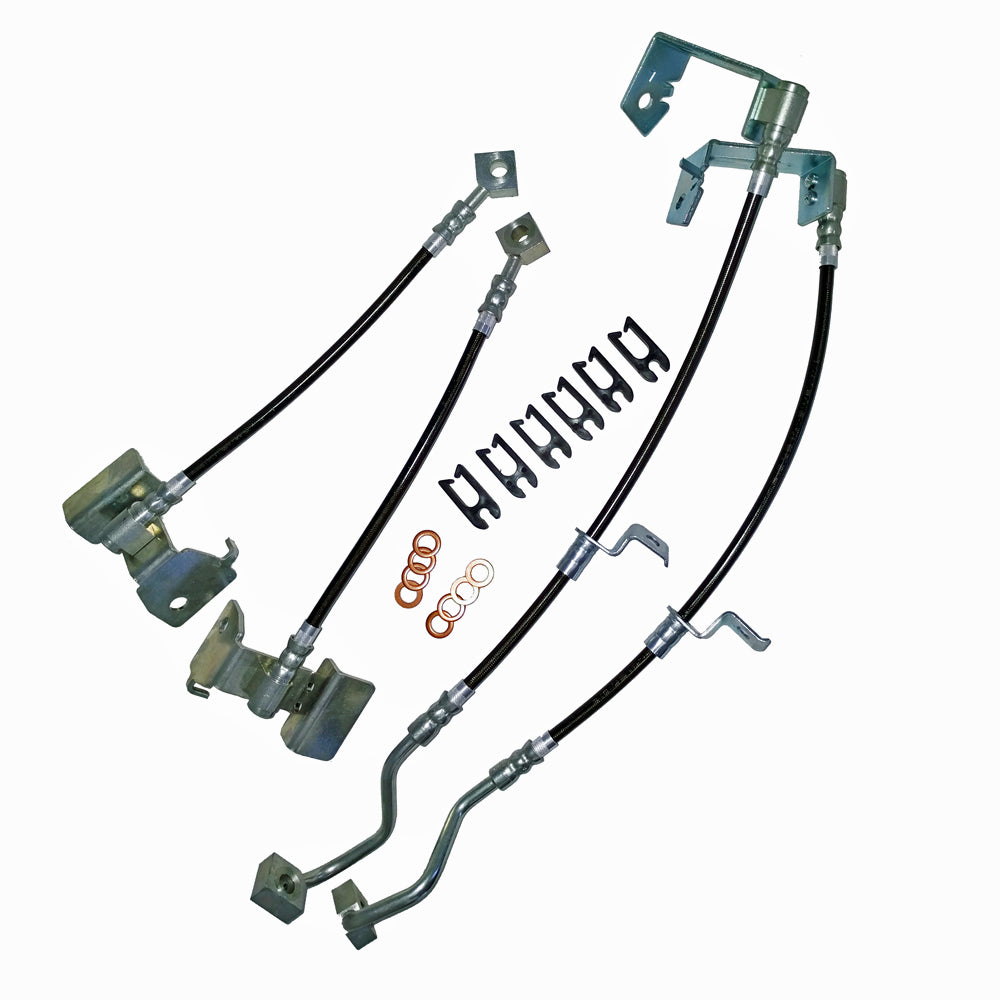 2005-2014 Ford Mustang Front & Rear Stainless Steel Brake Hose Kits With ABS (Part #22530)