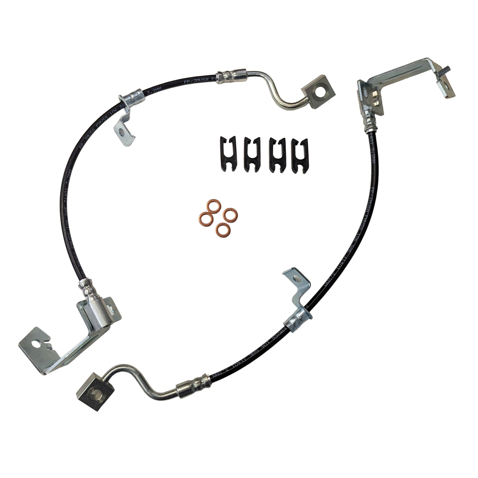 J&M 2013-2014 Ford Mustang GT500 Front Stainless Steel Brake Hose Kit (Part #22535F)