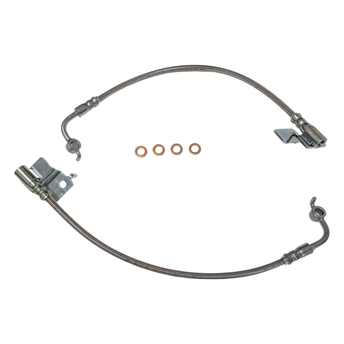 2024+ Ford Mustang S650 Front Stainless Steel Braided Brake Line Kit - Non-MagneRide (Black or Clear Cover) (Part #22561)