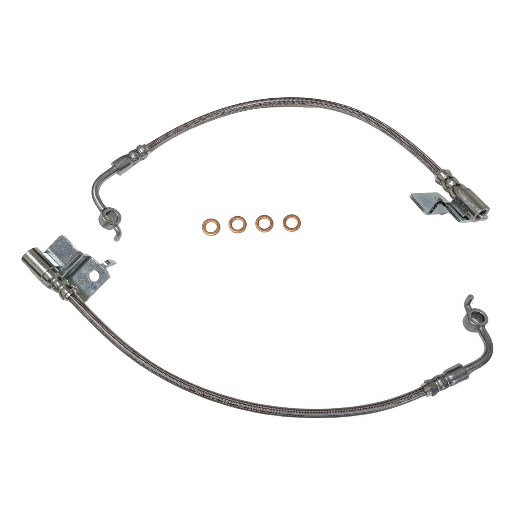 2024+ Ford Mustang S650 Front Stainless Steel Braided Brake Line Kit - Non-MagneRide (Black or Clear Cover) (Part #22561)