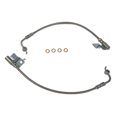 2024+ Ford Mustang S650 Front Stainless Steel Braided Brake Line Kit - Non-MagneRide (Black or Clear Cover) (Part #22561)