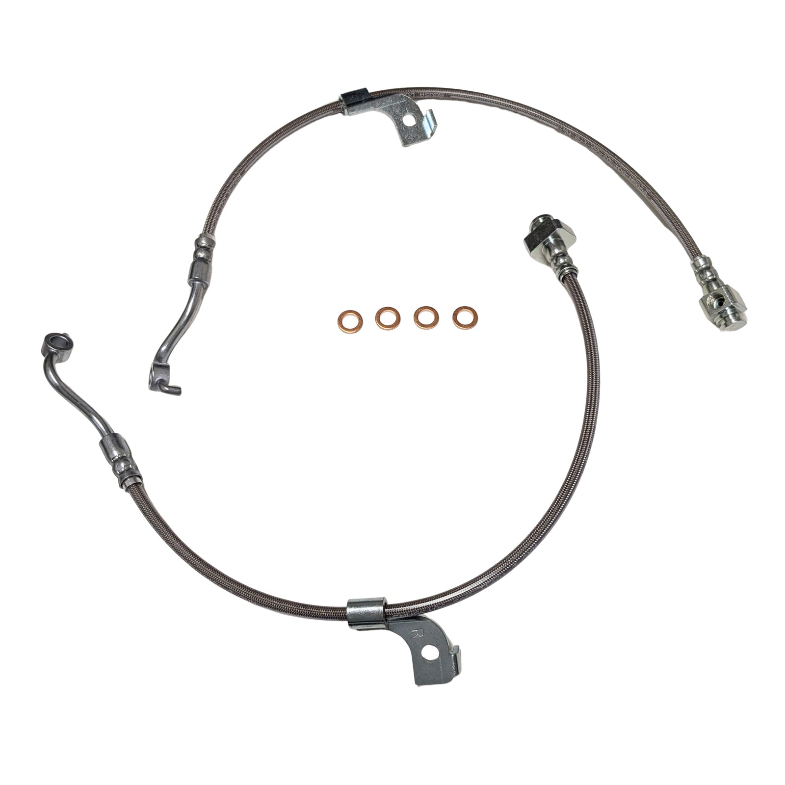 J&M Rear Stainless Steel Braided Brake Line Kit for 2024+ Ford Mustang S650 - Non-Brembo (Black or Clear Cover) - 22562
