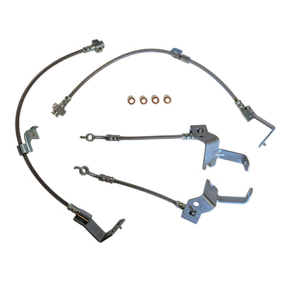 2024+ Ford Mustang S650 Rear Stainless Steel Braided Brake Hose Kit - Fits Brembo (Black or Clear Cover) (Part #22563)