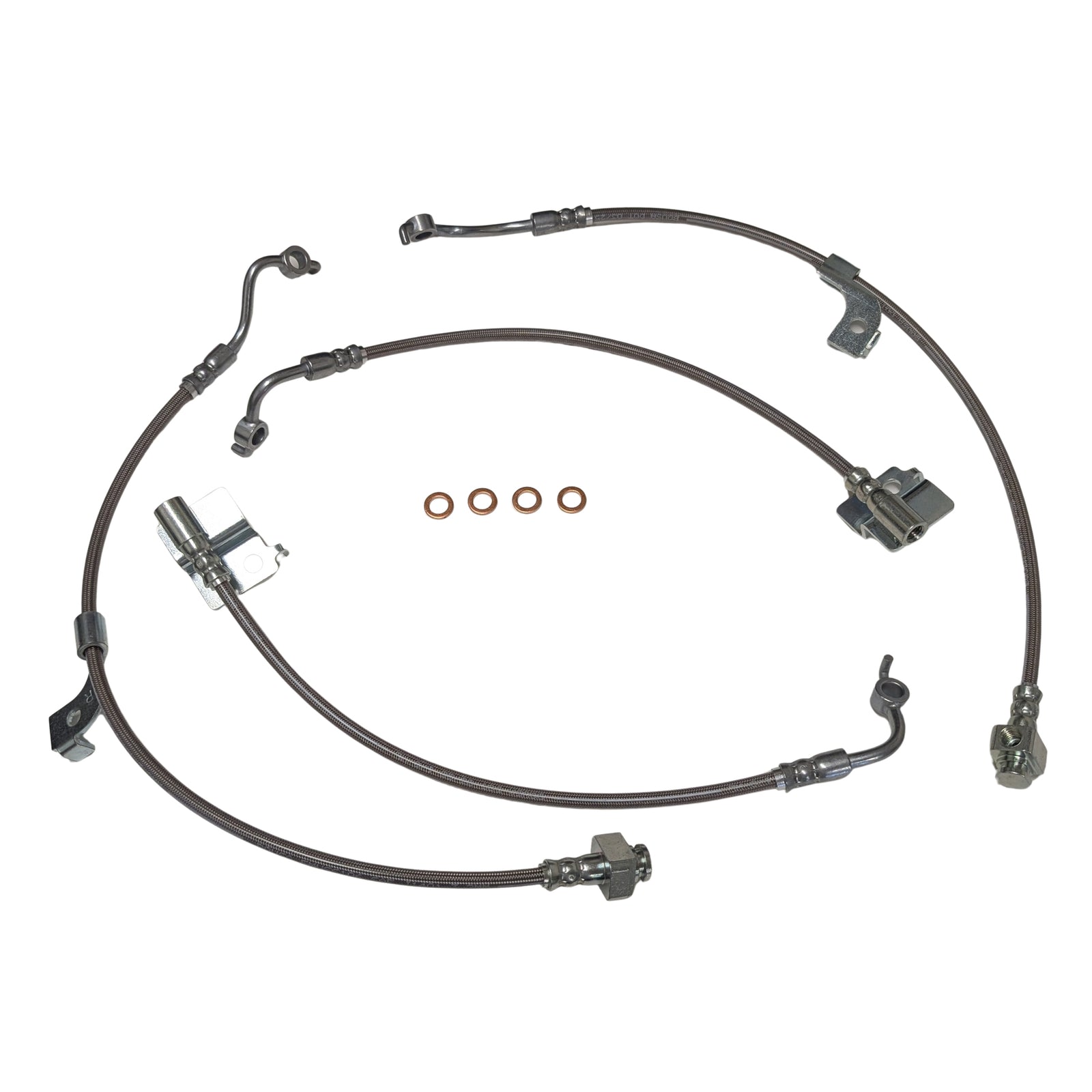 J&M Full Front + Rear Stainless Steel Braided Brake Line Kit for 2024+ Ford Mustang S650 - Non-MagneRide & Non-Brembo (Black or Clear Cover) (Part #22565)