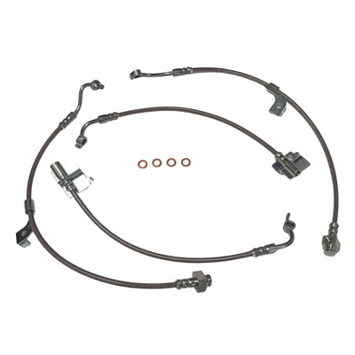J&M Full Front + Rear Stainless Steel Braided Brake Line Kit for 2024+ Ford Mustang S650 - Non-MagneRide & Non-Brembo (Black or Clear Cover) (Part #22565)