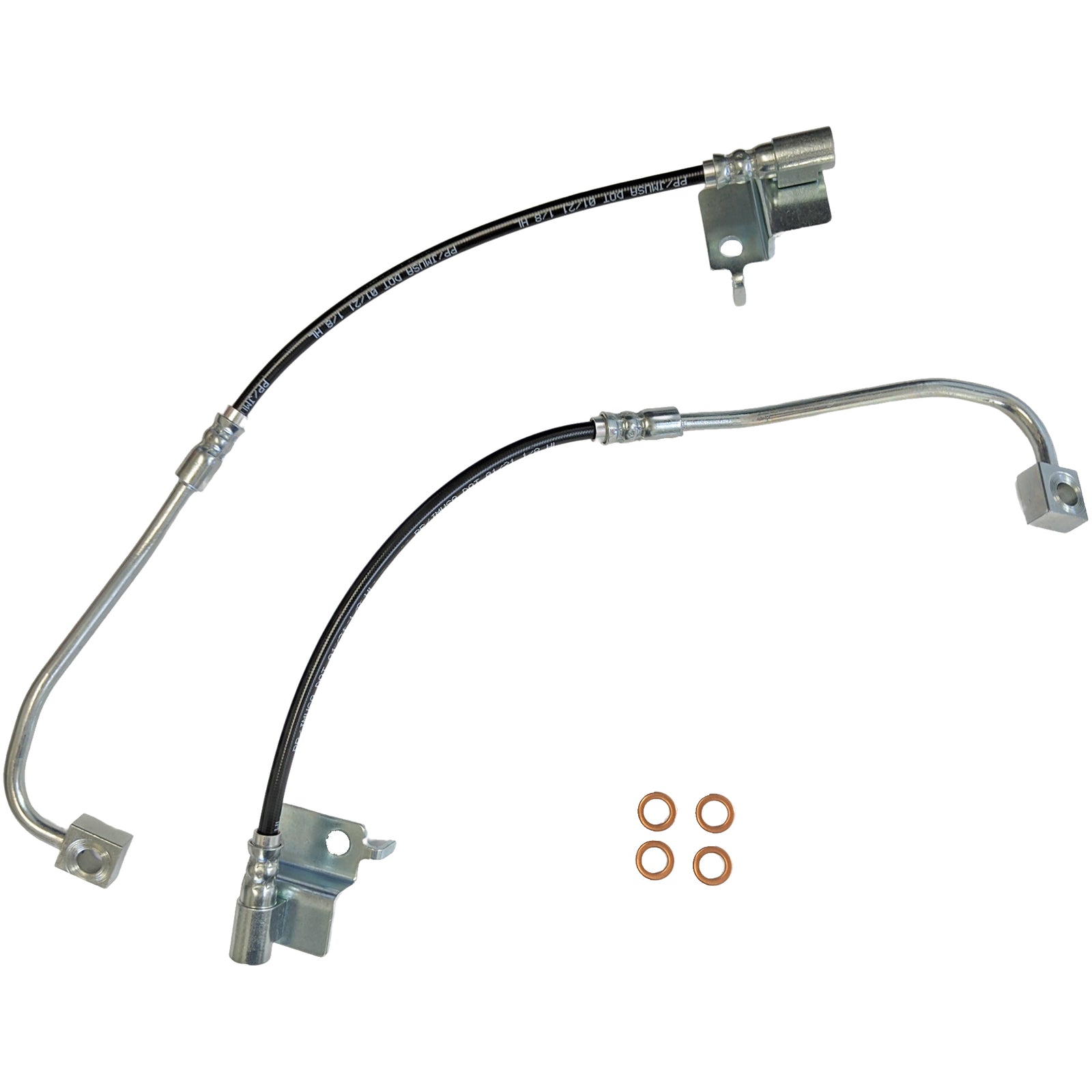 J&M 2015-2020 Ford Mustang GT350 & GT350R Front Stainless Steel Brake Hose Kit (Part #22580F)