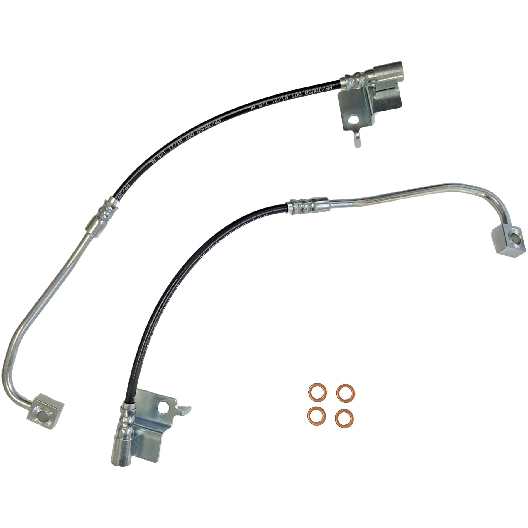 J&M 2015-2020 Ford Mustang GT350 & GT350R Front Stainless Steel Brake Hose Kit (Part #22580F)