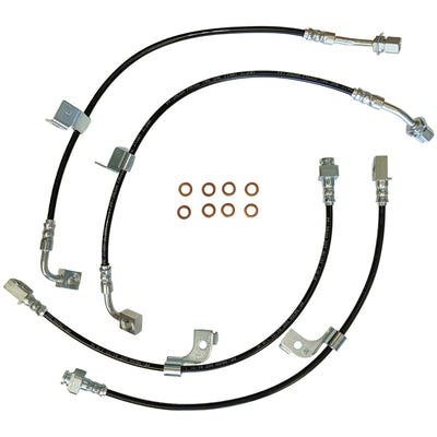 J&M 2018-2023 Ford Mustang GT/EcoBoost/Mach 1 With MagneRide Front & Rear Stainless Steel Brake Hose Kit (Part #22590)