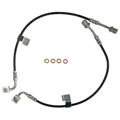 J&M 2018-2023 Ford Mustang GT/EcoBoost/Mach 1 With MagneRide Front Stainless Steel Brake Hose Kit (Part #22590F)