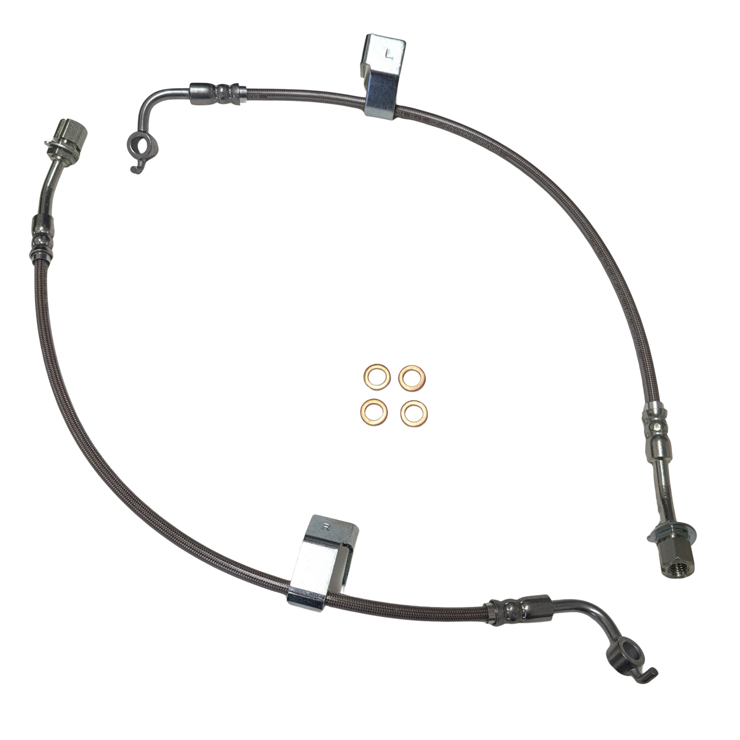 2024+ Ford Mustang S650 Front Stainless Steel Braided Brake Line Kit - MagneRide (Black or Clear Cover) (Part #22591)