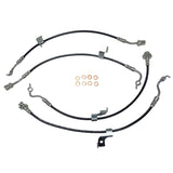 2024+ Ford Mustang S650 Full Front + Rear Stainless Steel Braided Brake Line Kit - MagneRide & Non-Brembo (Part #22592-B) - Black outer cover
