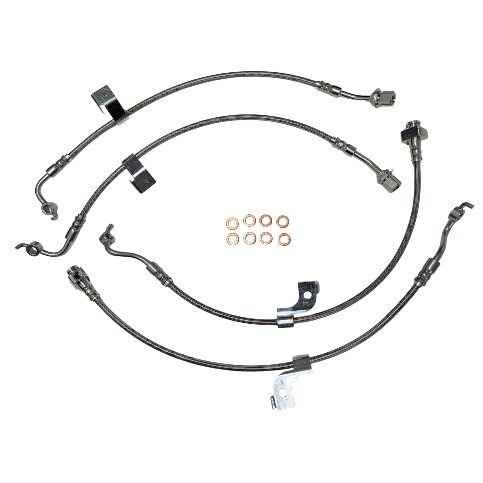 2024+ Ford Mustang S650 Full Front + Rear Stainless Steel Braided Brake Line Kit - MagneRide & Non-Brembo (Black or Clear Cover) (Part #22592)