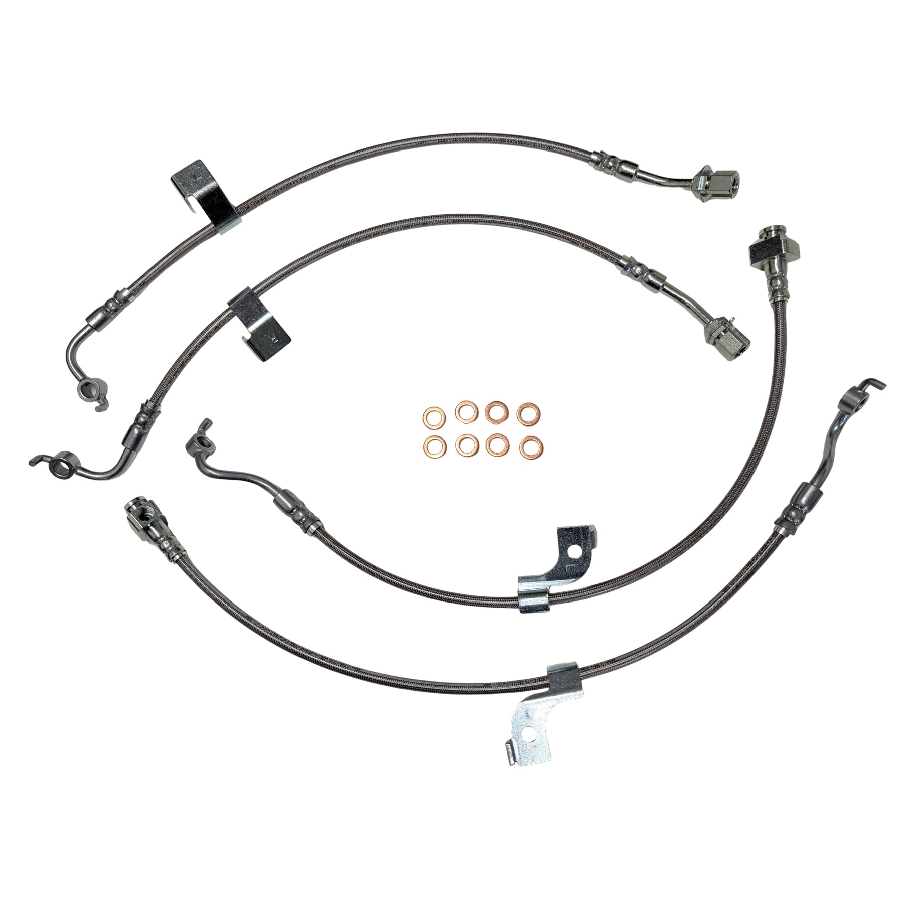 2024+ Ford Mustang S650 Full Front + Rear Stainless Steel Braided Brake Line Kit - MagneRide & Non-Brembo (Black or Clear Cover) (Part #22592)