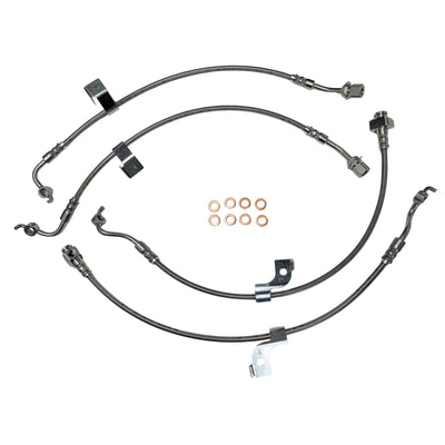 2024+ Ford Mustang S650 Full Front + Rear Stainless Steel Braided Brake Line Kit - MagneRide & Non-Brembo (Black or Clear Cover) (Part #22592)