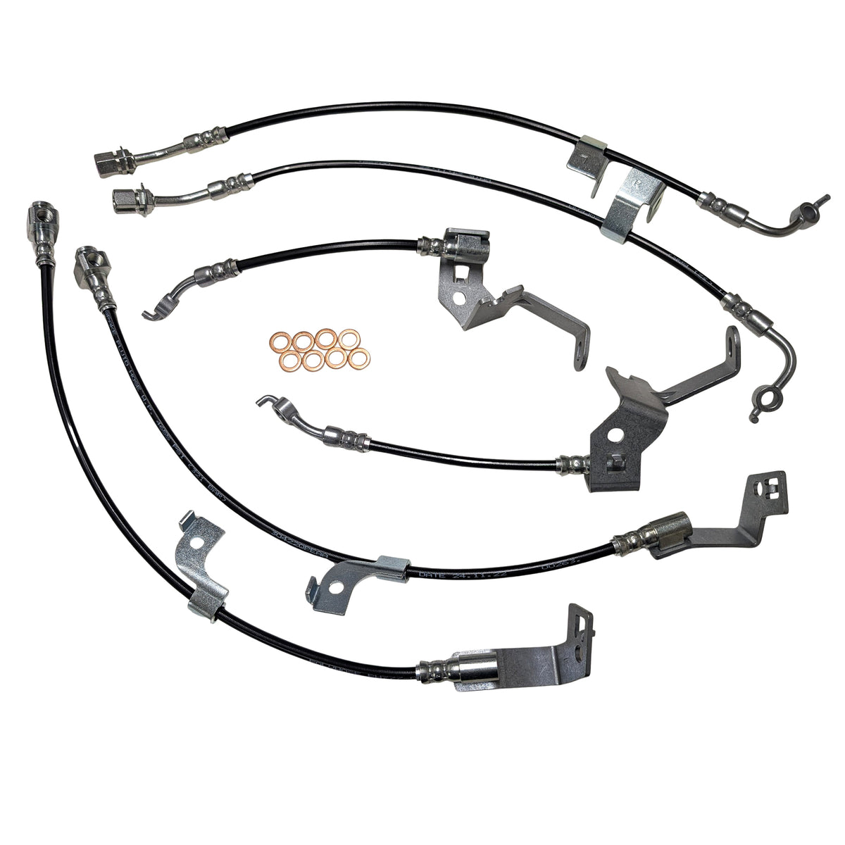 2024+ Ford Mustang S650 Full Front + Rear Stainless Steel Braided Brake Line Kit - MagneRide & Brembo (Black or Clear Cover) (Part #22593)