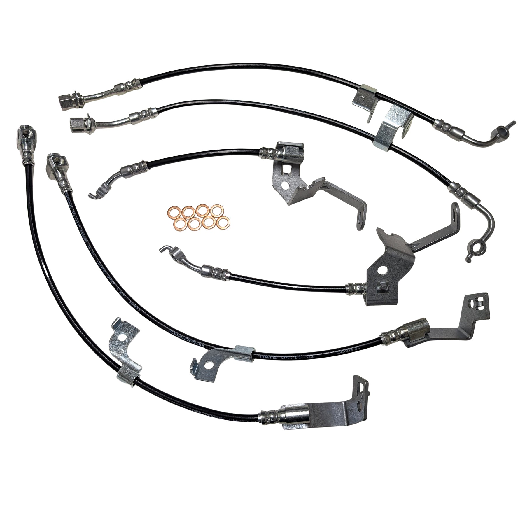 2024+ Ford Mustang S650 Full Front + Rear Stainless Steel Braided Brake Line Kit - MagneRide & Brembo (Black or Clear Cover) (Part #22593)