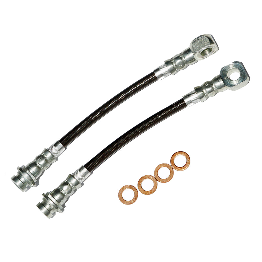 1993-2002 Camaro/Firebird J&M Rear Brake Hose - Outer Caliper to Axle, Stainless Steel (Part #22501)
